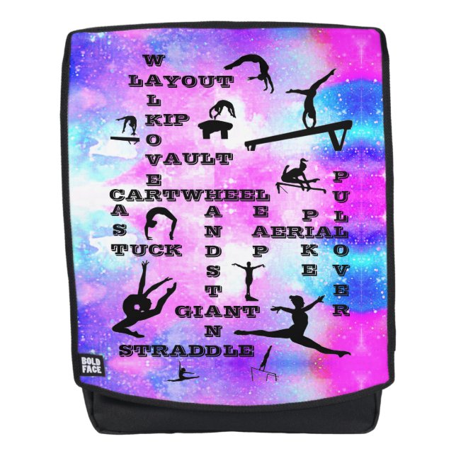 Compétences de gymnastique Sac à dos de mots crois (Devant)