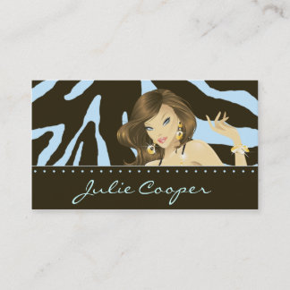 Composez le zèbre bleu de femme de carte de visite