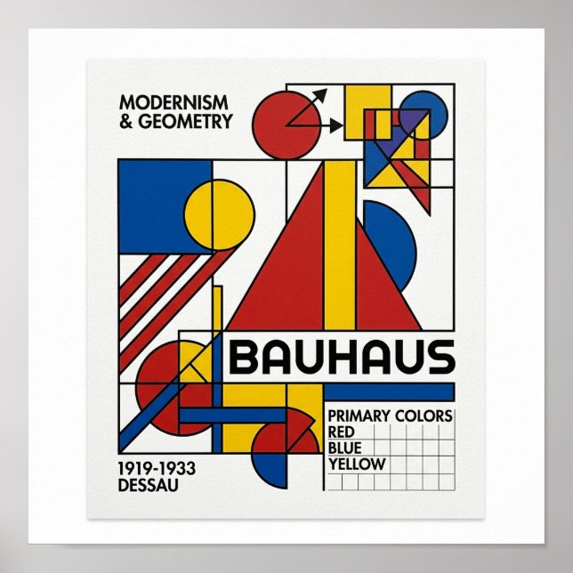 Composition géométrique Bauhaus Affiche carrée (Devant)