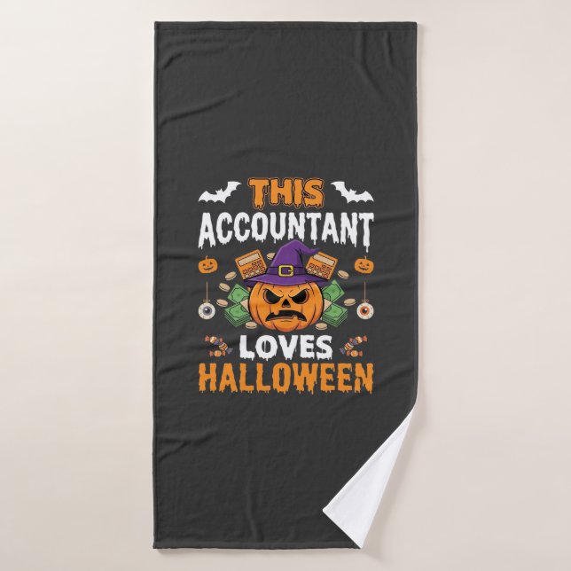 Comptable Aime Halloween Citrouille Comptable Desi (Serviette de bain)