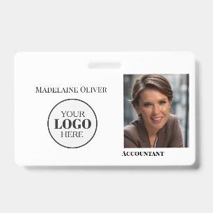 Comptable  ID de l'employé Photo Badge Logo Simple