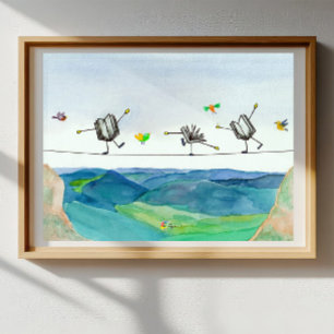 Comptable Poster Art Tightrope Livre Balancing