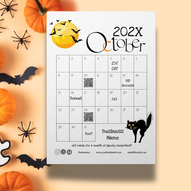 Compte à rebours Halloween Calendrier de l'avent C (Halloween Countdown Advent Calendar Promotion Gift  Qr code link url web page business logo social)