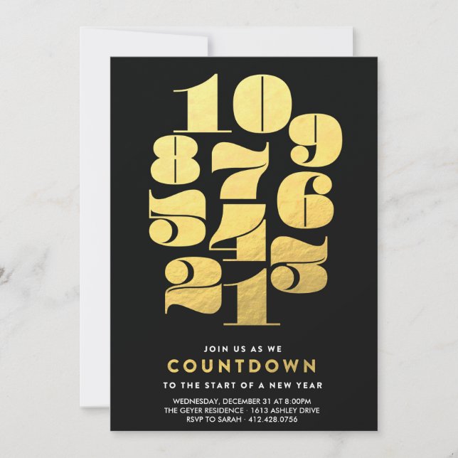 Compte à rebours - Nouvel An Eve Party Invitation (Devant)
