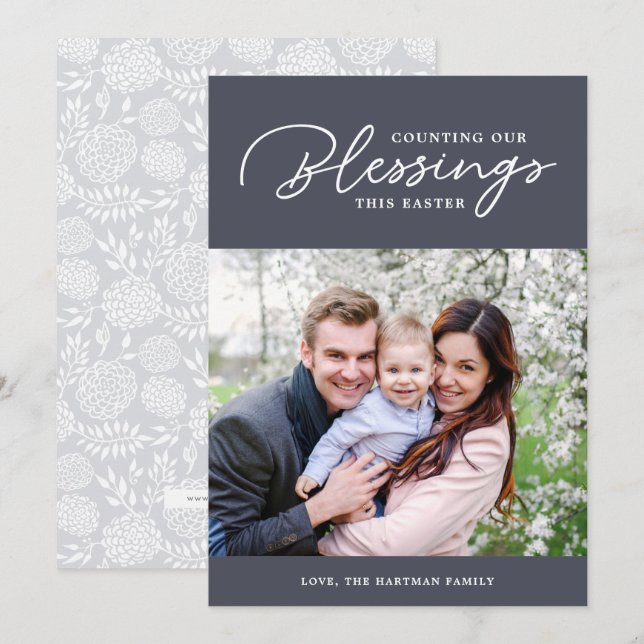 Compter nos bénédictions | Carte photo de Pâques | (Devant / Derrière)