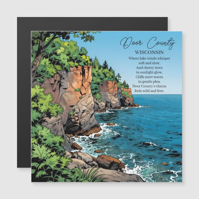 Comté de Door, Wisconsin Illustration et Poème (Devant / Derrière)