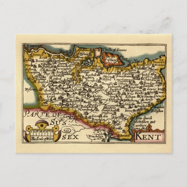 Comté de Kent Angleterre Ancienne Carte Antiquaire (Devant)