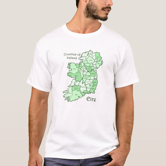 Comtés de T-shirts de carte de l'Irlande (Devant)