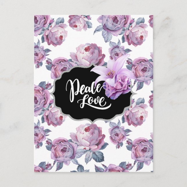 Concepteur de carte postale florale violette Paix/ (Devant)