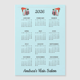 Concepteur de coiffeur Calendrier 2026 Carte magné