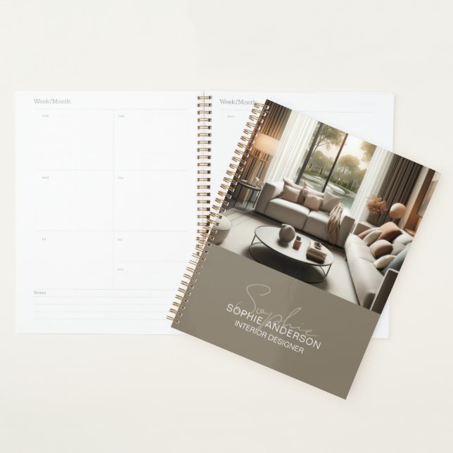 Concepteur d'intérieur de nom de script moderne (Devant avec enveloppe)