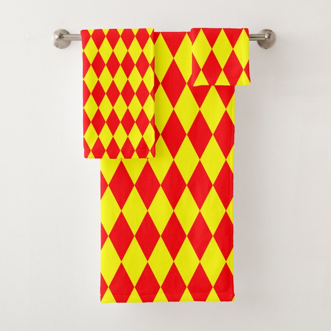 Conception à carreaux Harlequin rouge jaune  (Créateur téléchargé)