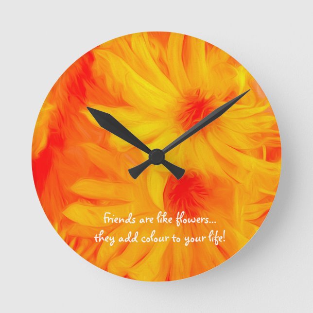 CONCEPTION ABSTRAITE DE FLEURS JAUNES ROND HORLOGE (Recto)