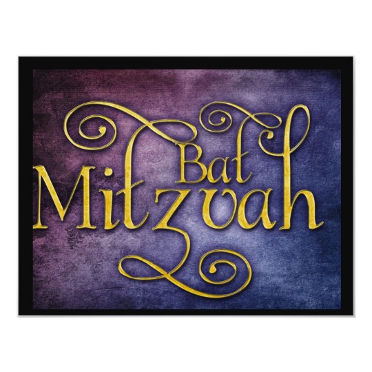 Conception colorée de bat mitzvah carton d'invitation 10,79 cm x 13,97 cm