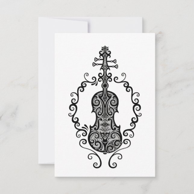 Conception complexe du violon noir sur blanc (Devant)
