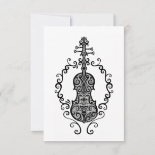 Conception complexe du violon noir sur blanc
