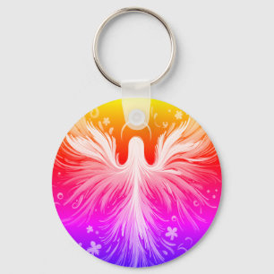 Conception d'ange coloré vif sur un porte-clés ron
