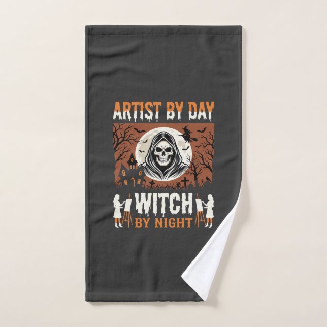 Conception d'artiste d'Halloween de jour sorcière  (Serviette à main)