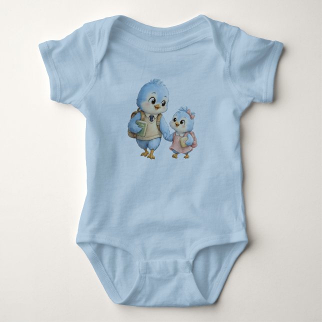 Conception de body bébé pour frère oiseau mignon (Devant)