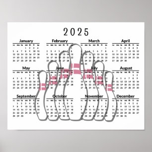 Conception de bowling Calendrier 2025 Affiche 