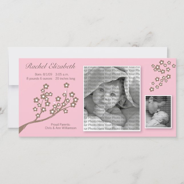 Conception de branches 8x4 Faire-part de naissance (Devant)