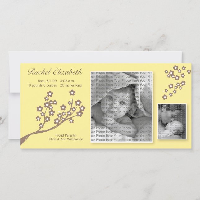 Conception de branches 8x4 Faire-part de naissance (Devant)