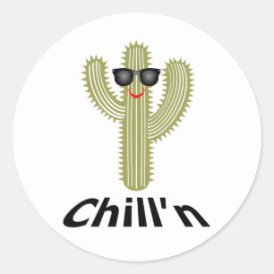 Conception de cactus de Chill'n - autocollant rond