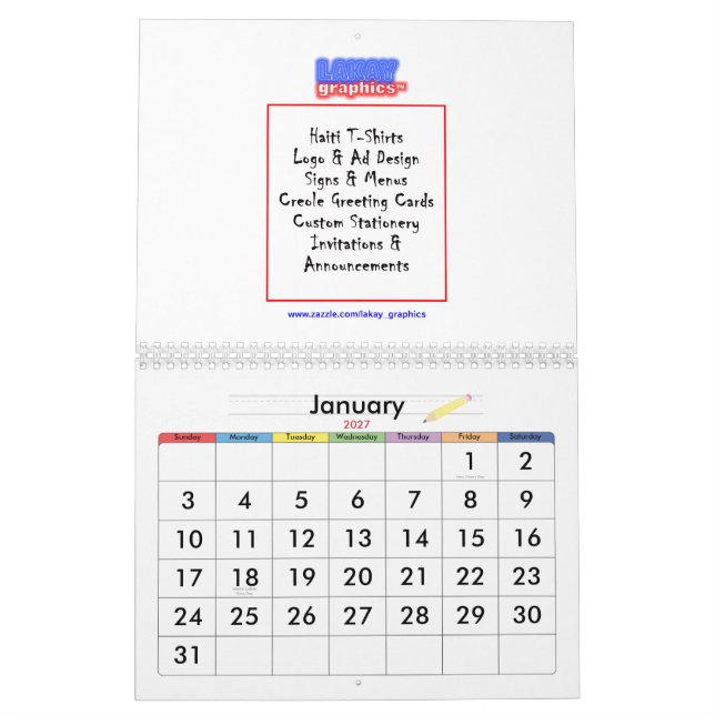 Conception de calendrier (Jan 2027)