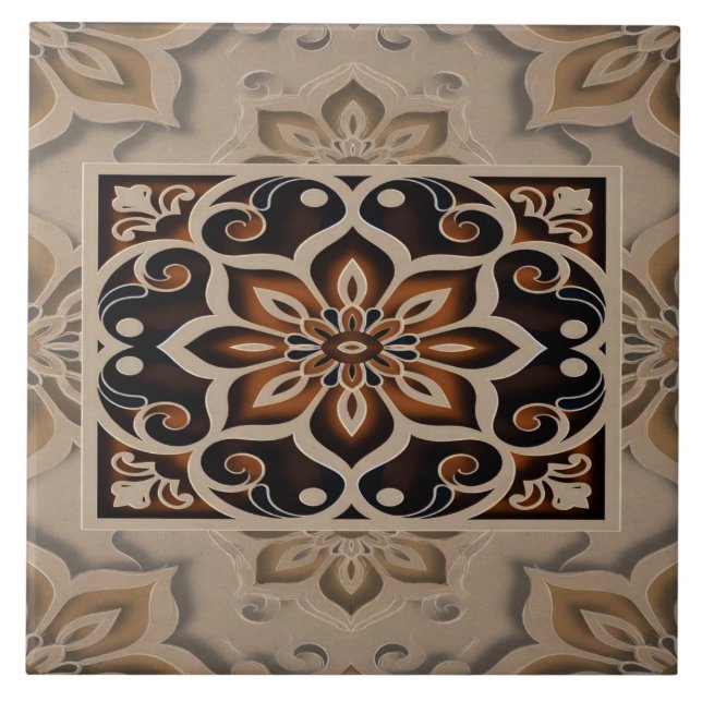 Conception de carreaux de mandala floral de terre  (Devant)
