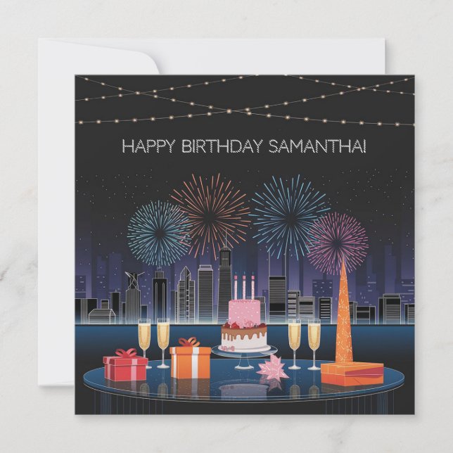 Conception de carte d'anniversaire avec Fireworks  (Devant)