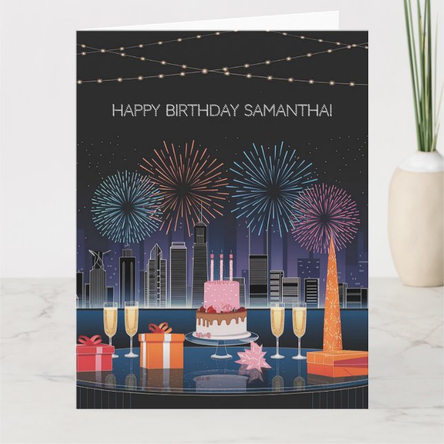 Conception de carte d'anniversaire avec Fireworks  (Devant)