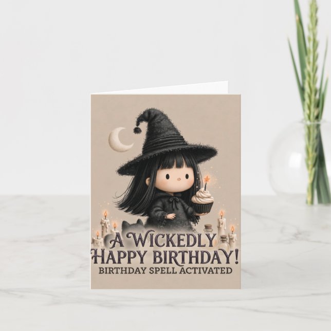 Conception de carte d'anniversaire de sorcière mig (Devant)