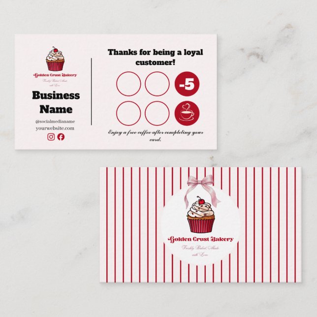 Conception de carte de fidélité de la boulangerie  (Devant / Derrière)