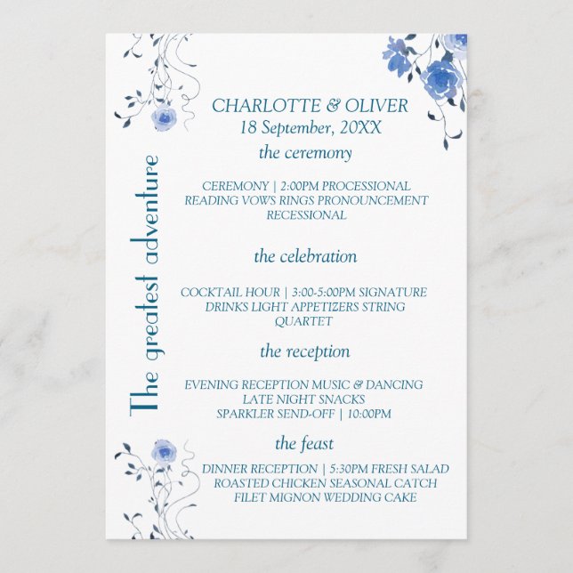 Conception de carte de programme de mariage floral (Devant)