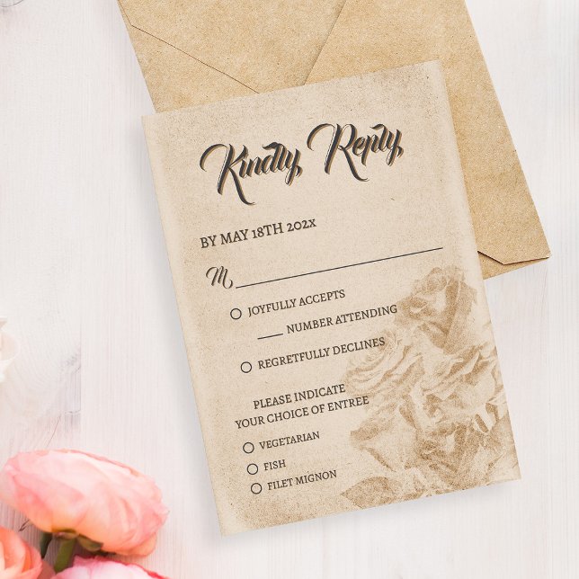 Conception de carte de réponse de mariage floral r (Elegant Rustic Floral Wedding RSVP Card Design)