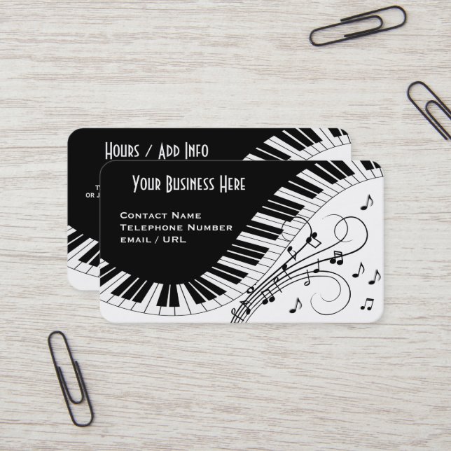 Conception de carte de visite de musique de clavie (Devant/Arrière en situation)