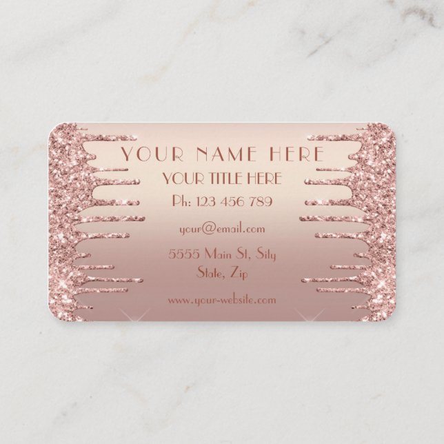 Conception de carte de visite pailletée or rose à  (Dos)