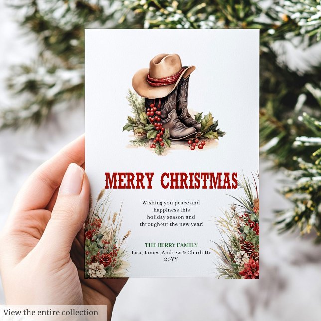 Conception de carte de vœux de Noël Editable Wild  (Editable Wild West Christmas greeting card design

)