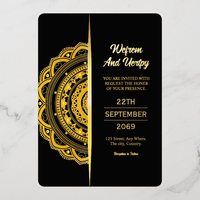 Conception de carte d'invitation de mariage de lux (Recto)
