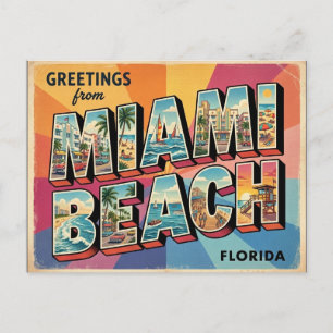 Conception de carte postale de voyage rétro Miami