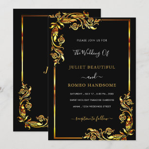 Conception de carton d'invitation de mariage noir