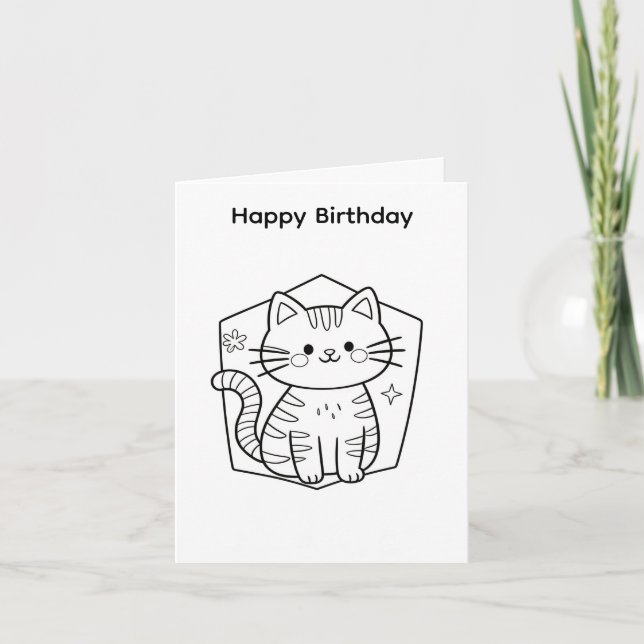 Conception de chat pour carte d'anniversaire à col (Devant)