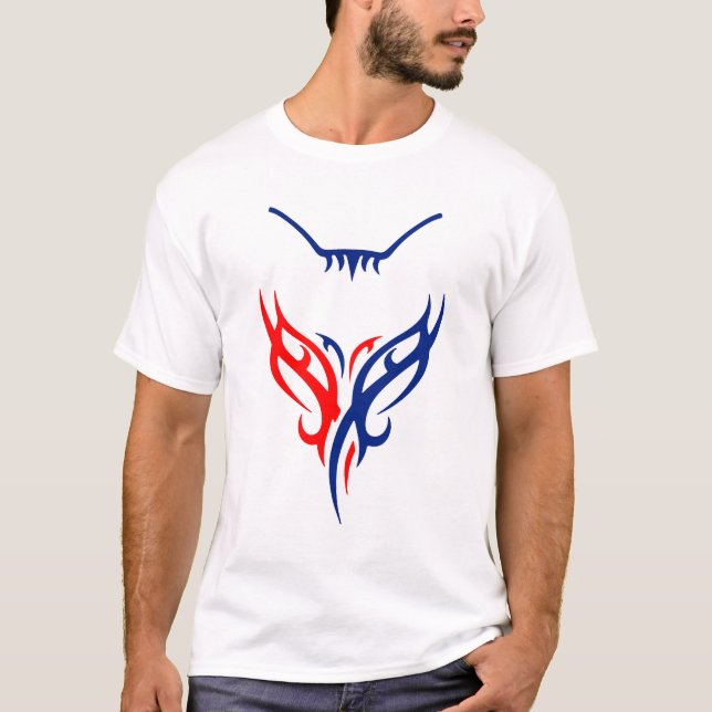 Conception de chat tribal - T-shirt abstrait rouge (Devant)