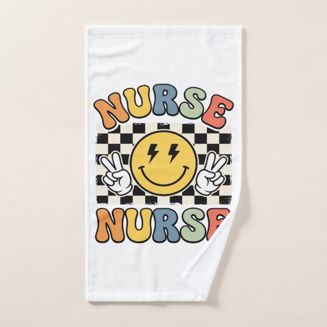 Conception de chemise à carreaux Smiley d'infirmiè (Serviette à main)