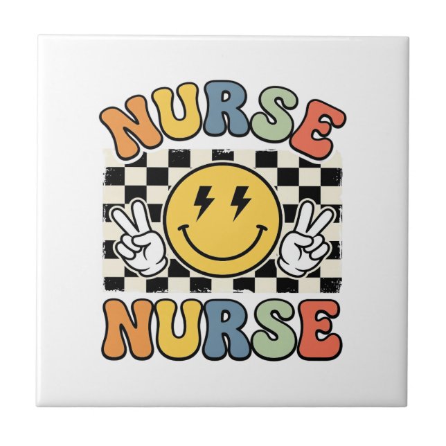 Conception de chemise à carreaux Smiley d'infirmiè (Devant)