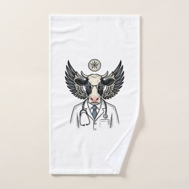 Conception de chemise vectorielle de vache de doct (Serviette à main)