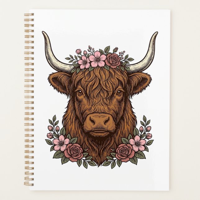 Conception de chemise vectorielle de vache highlan (Devant)