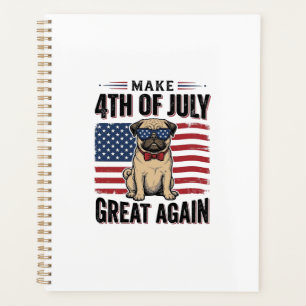 Conception de chemise vintage patriotique Pug du 4