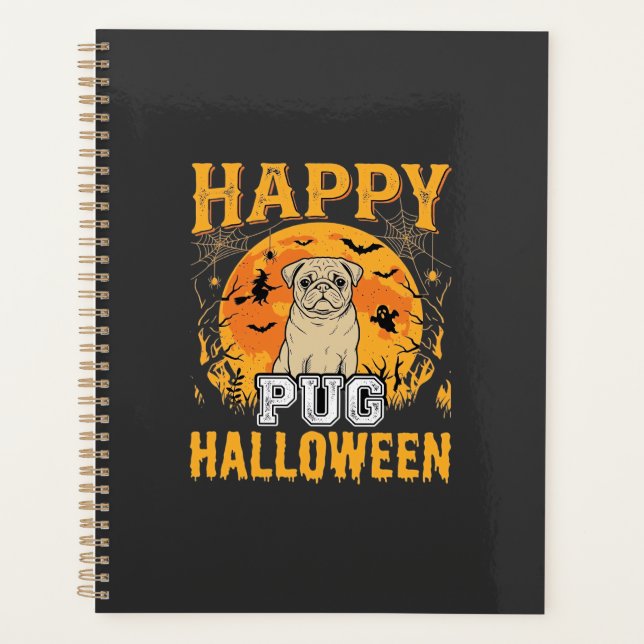 Conception de chien effrayant Halloween Pug heureu (Devant)
