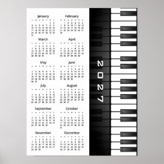 Conception de clavier de piano Affiche de calendri